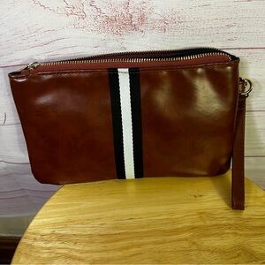 Funky Monkey Brown Black White‎ Stripe Clutch Wristlet